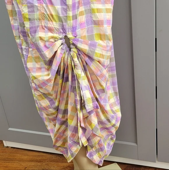 Daily Practice Plaid Halter Midi Dress in Lavender and Yellow - Picture 10 of 14